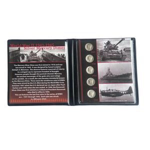 First Commemorative Mint 5 Piece WWII Silver Mercury Dimes 1941-1945 Collection
